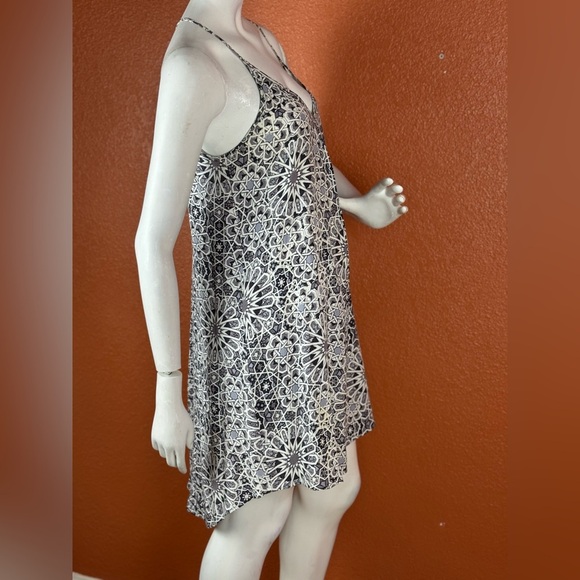 ASTR Blue Dress Patchwork Floral Flowy Boho Festival Dress. D23 - Picture 13 of 15